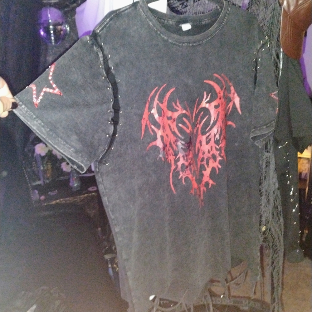 Black T-Shirt with Red Graphic Design CUSTOM